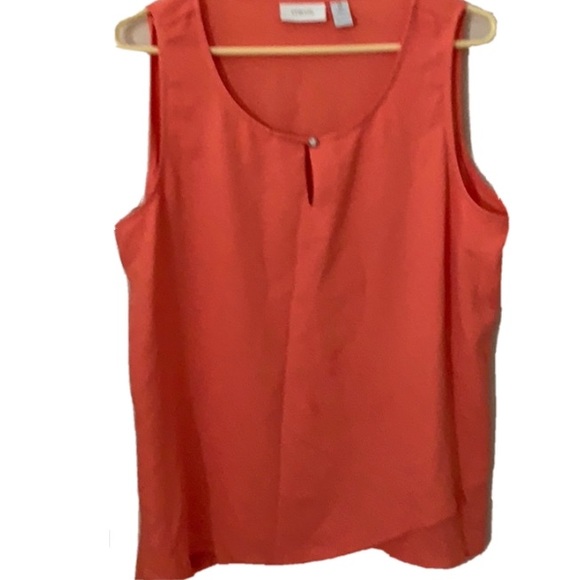 CHICO’S SEAMLESS Tangerine ORANGE CAMI SLEEVELESS TOP Front peep hole SIZE 12 L - Picture 2 of 7